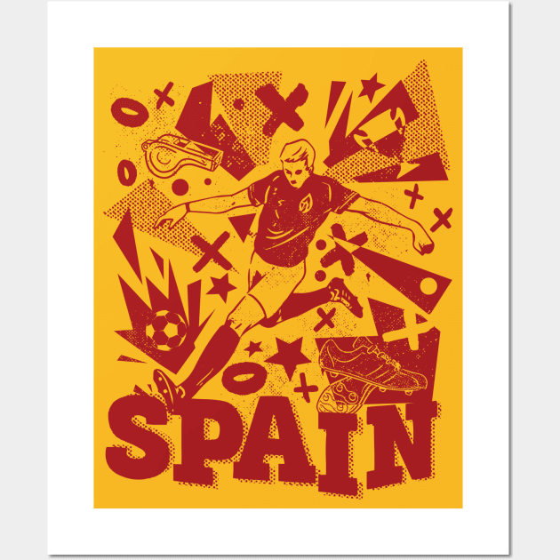 Vintage Spanish Football // Retro Grunge Spain Soccer 2022 Wall Art by SLAG_Creative